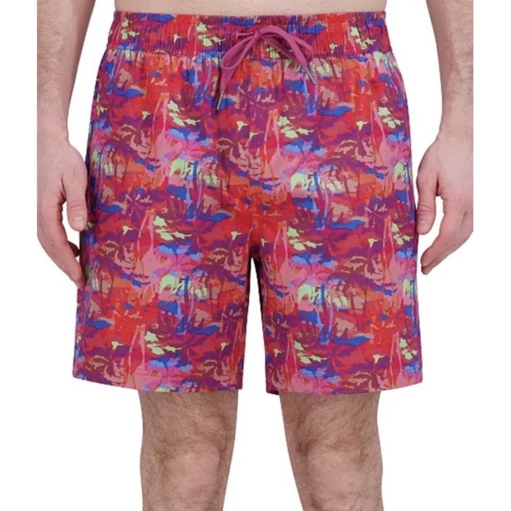 ROBERT GRAHAM Palm Trees Swim Trunks Board Shorts Pink‎ Men's Sz L *NEW* $79